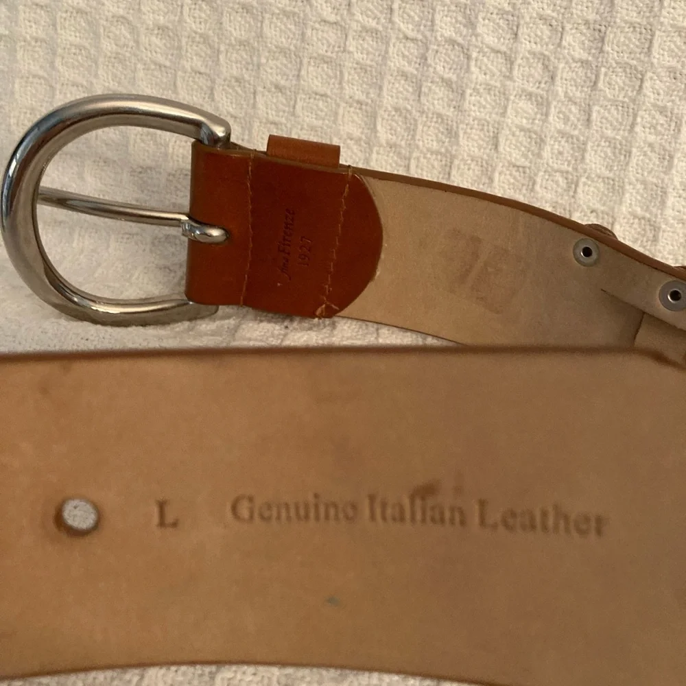 Gorgeous Italian Leather Fina Firenze 1927 Wide Brown Belt With Silver Studs